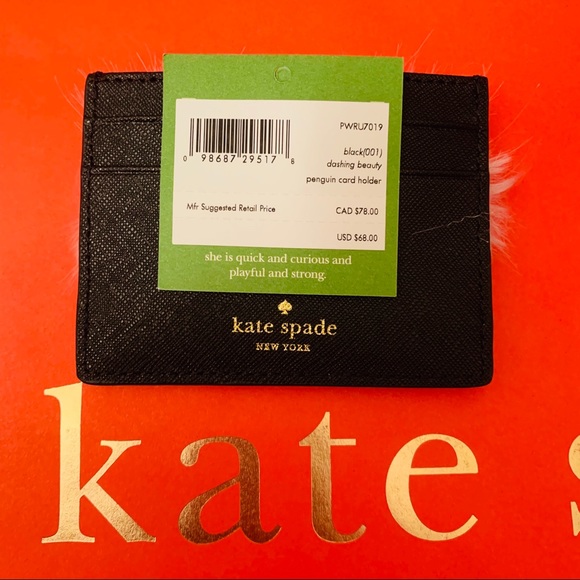 KATE SPADE DASHING BEAUTY BLACK PENGUIN CARDHOLDER - Picture 6 of 8
